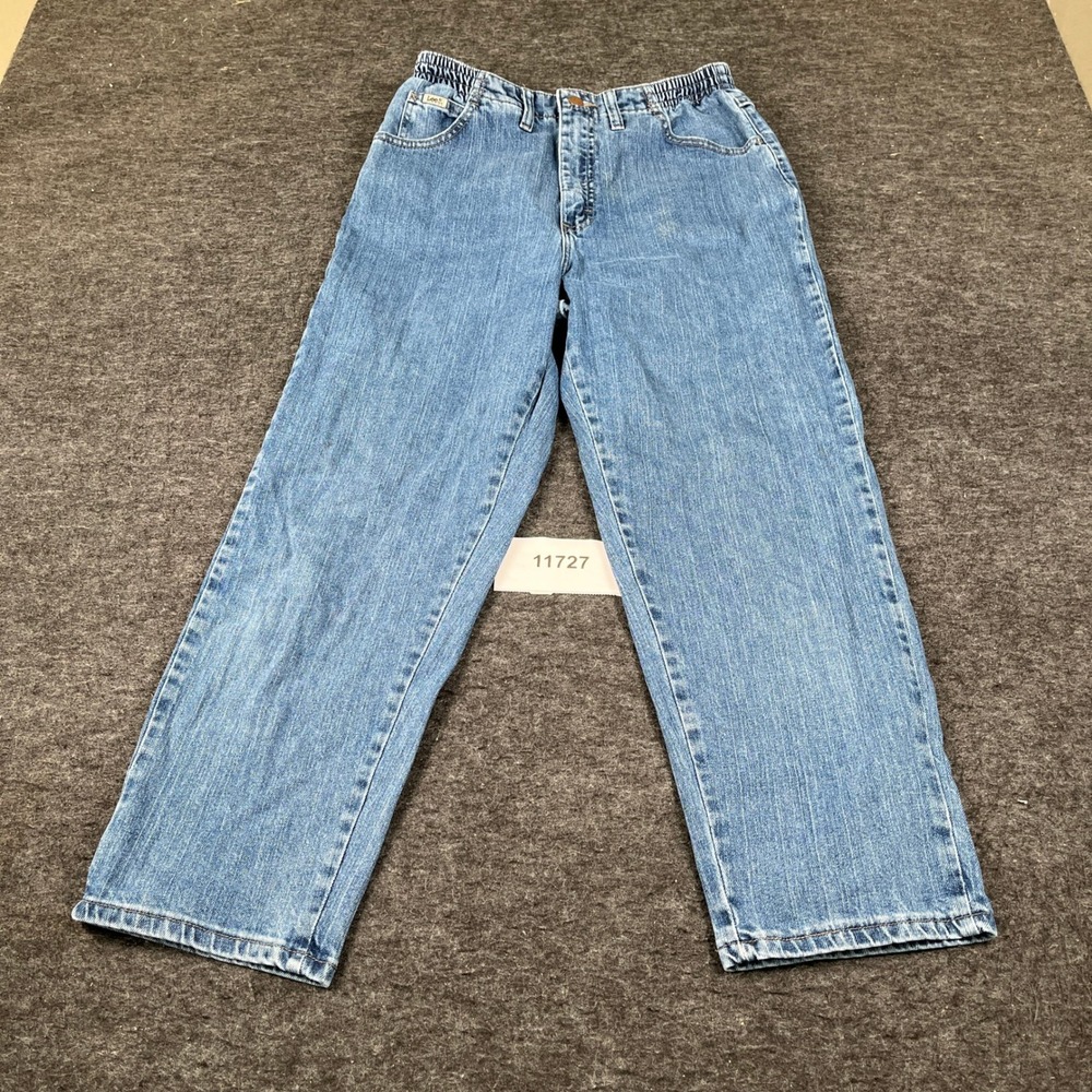 Lee Side Elastic Jeans Womens 10 Blue Denim Cotton Stretch Casual Straight Leg